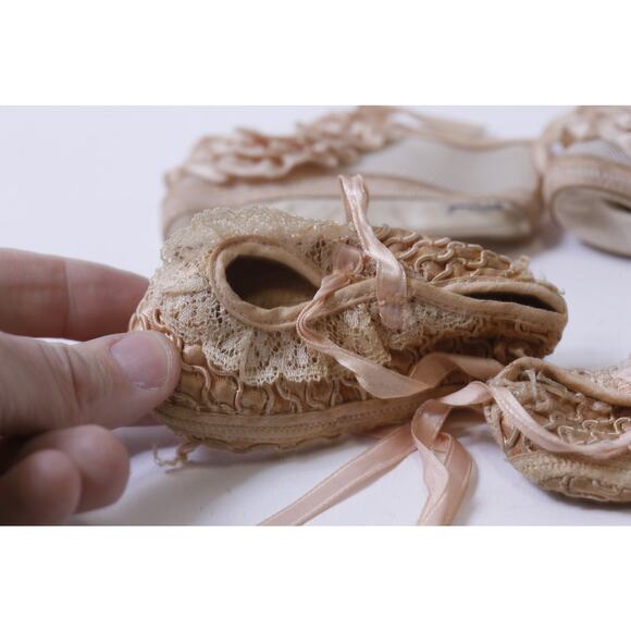 Vintage, Pink-Beige, Crib Shoes, Baby, Newborn, Infant, Nursery, ~ 250317-WH 150 - Picture 2 of 5